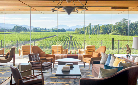 The new Partners' Room overlooking the outside terrace and the vineyards.